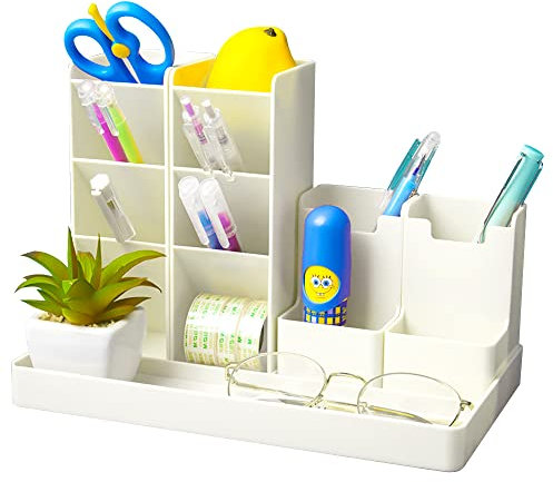 THATSRAD Stiftehalter Organizer Kinder Stiftebox Schreibtisch Weiß Stiftablage Stifte Halterung Schreibtisch Stifte Aufbewahrungsbox 5 Stück Frei Kombinierbarer für Büro Schule Organizer Schreibwaren