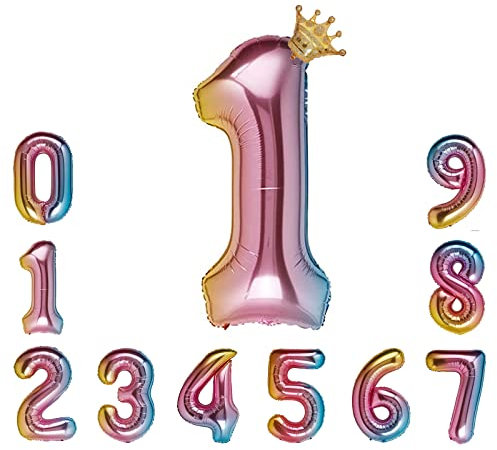 Foil Luftballon 1 Helium Folienballon Zahlen Ballon XXL Folien Farbe Ballon 1 Geburtstag 100cm/40inch
