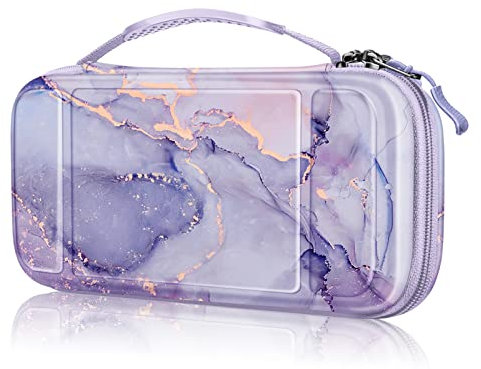 Fintie Carrying Case for Nintendo Switch Lite 2019, [Shockproof] Hard Shell Protective Cover Travel Bag w/15 Game Card & 2 Micro SD Card Slots for Switch Lite Console & Accessories (Z-Lilac Marble)