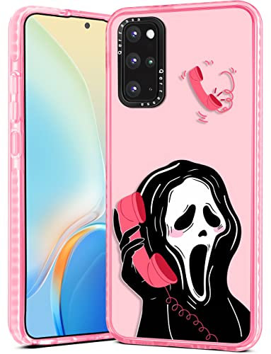 Qerrassa Schutzhülle für Samsung Galaxy S20 Plus, niedliches Cartoon-Kawaii-Design, weiches TPU, lustig, modische Schutzhülle für Samsung S20 Plus, rosa Totenkopf