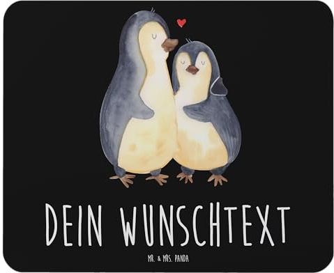 Mr. & Mrs. Panda Mousepad personalisiert Pinguin umarmen - Personalisierte Geschenke, Schreibtischunterlage, selbst gestalten, Liebe, Bedrucken, Hochzeitstag, Hochzeitsgeschenk, Personalisieren