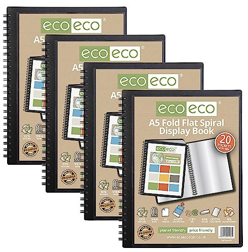 eco-eco Eco136x4 Lot de 4 protège-documents A5 50% recyclés 20 pochettes à spirales