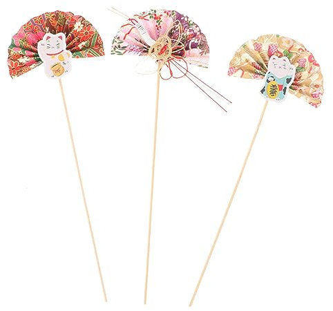 Garneck 3stücke Dekoration Für Japanische Restaurants Blumenarrangements Papierfächer-aufsätze Blumenstecker Fächerförmige Dekostecker DIY-blumenstecker Foto-Requisiten Für Partys Blumenor