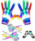 Probuk LED Handschuhe & Leucht Schnürsenkel, Neon Bunte Regenbogen Schnürsenkel Shoelaces, Blinkt Bunte Rave Handschuhe Leuchtendes Spielzeug für Kinder Geburtstag Disco Weihnachten Bar Raves Party