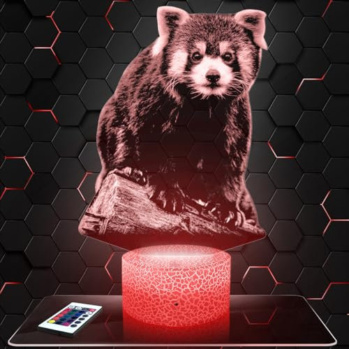 Nachttischlampe Roter Panda deko Tier Wildnis Asien. Geschenkidee Mann Frau objekt Roter Panda Nachtlicht Erwachsene deko Zimmer.