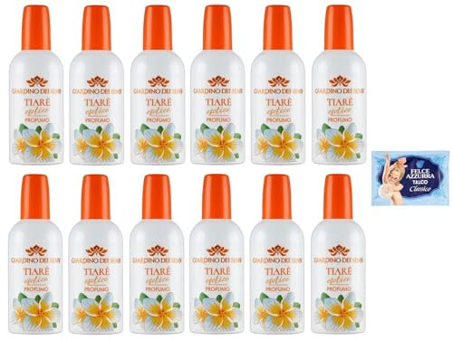 12er-Pack Giardino dei Sensi Profumo Tiarè Esotico,Parfum für Damen Exotische Tiaré 100ml + 1er-Pack Kostenlos Felce Azzurra Talkumpuder, 100g-Beutel