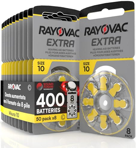 400 Batterien für Hörgeräte Rayovac Extra 10. - 50 Blister à 8 Batterien