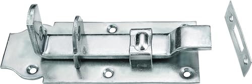 Connex Schlossriegel-75 x 200 mm-gekröpft-Mit Schließblech-verzinkt/Tür-Riegel/Klinke/Schiebeschloss/Griff zum Abschließen/Türschloss/Beschlag / DYB2206021, Blauverzinkt, 75 x 200 mm