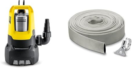 Kärcher SP 22.000 Dirt Level Sensor Submersible Pump for Dirty Water, Flow Rate: 22,000 l/h & 2.997-100.0 Gewebeschlauch Set multicolored