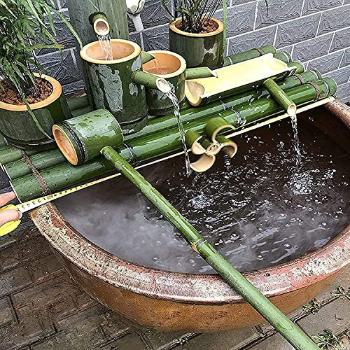 Bubinblau Kit de Fuente de Bambú con Bomba y Tubería De Agua, Patio al Aire Libre con Características de Agua, Fuentes de Agua de Bambú para Tanque de Agua de Estanque de Jardín al Aire Libre,35cm