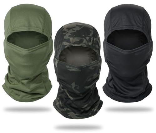 EUPSIIU Pack of 3 Balaclavas, Balaclava Face Mask for Men and Women,Ski Mask, Balaclava, UV Protection, Windproof, Warm, Motorcycling, Snowboarding