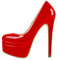 VERISSON Damen Plateau Pumps Klassische Doppelplattform High Heels Stiletto Stöckelschuhe Metallic Rot 39 EU