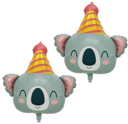 2 Stück Koala Luftballons Koala Kopf Folienballon Koala Deko Geburtstag Ballon Tier Luftballon für Baby Dusche Dekorationen Kinder Geburtstagsdeko Junge Mädchen Party Deko Tier Thema Party Deko