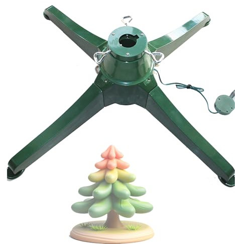 DHMYYXGS Drehender Weihnachtsbaumhalter,Festlicher Baumdrehständer,Elektrischer Weihnachtsbaum-Drehsockelstän, Künstlicher Weihnachtsbaumständer, Einstellbar,Für 7.5–8.5 Ft Große Bäume,66cm