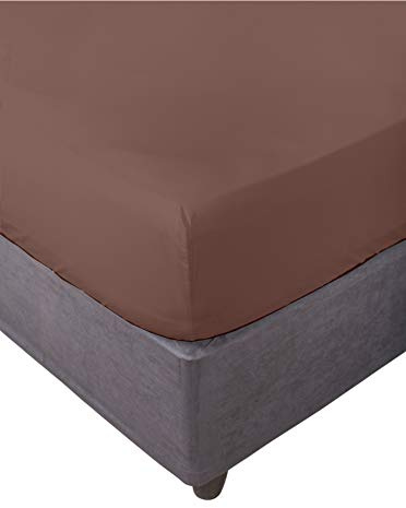 Miracle Home. Spannbettlaken aus 100% gebürsteter Mikrofaser, elastisches Spannbettlaken mit Anti-Peeling-Effekt. 180X200. Bett 180. Braun