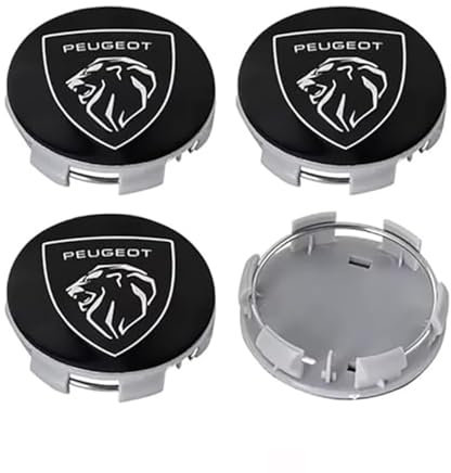 SDFSJJHB 4 Pièces Car Cache Moyeux, pour Peugeot 308 2016-2019 2020-2024 Hub Center Cap éTanche Poussière Rim décoration Couverture