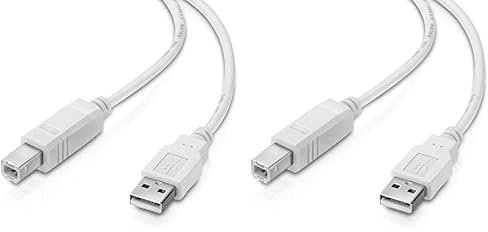 conecto câble USB 2.0 / câble d'imprimante, prise USB A vers prise USB B, 480 MBit/s, Blanc, 1.80m (Lot de 2)