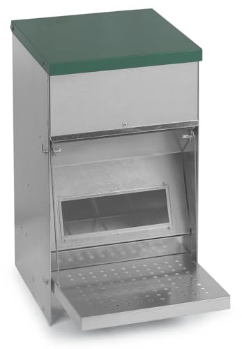 Agrarzone Hühner Futterautomat mit Trittplatte 10 kg - Rattensicherer Hühnerfutter Automat - Futterspender Hühner reduziert Futterverschwendung - Futtertrog Hühner & Geflügel