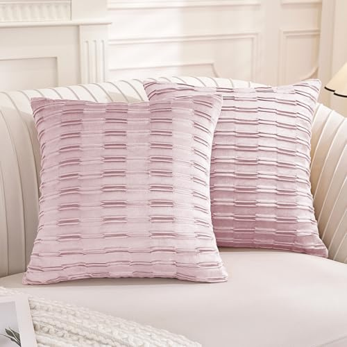 Ystyle Federe Cuscini divano 50 x 50 cm Set da 2, Divano Copricuscini in Velluto Morbido, Moderna per Camera da Divano Letto, con Cerniera Invisibile Lavabili Elegante Resistente, Rosa