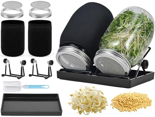 IATAHI Bio Sprossen Anzuchtset,Sprossen Keimglas,Breiter Öffnung Sprossenglas,Sprossenglas,Set keimgläser für Sprossenglas Sprouting Jar,Einmachgläser mit breiter Öffnung,Sprouting Keimglas