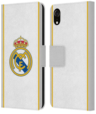 Head Case Designs Offizielle Real Madrid CF Weiß Abzeichen Leder-Wallet-Hülle Kompatibel mit Apple iPhone XR