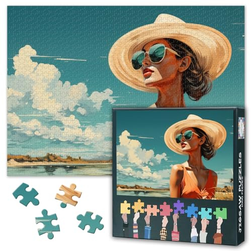 Intelligenz Mode Frau Puzzle Als Geschenke Für Familienfreunde 1000 Stück Puzzles Für Erwachsene Frau Und Mode Am Tropischen Strand Jigsaw Puzzles Für Erwachsene Haus Wanddekoration 50cmx70cm