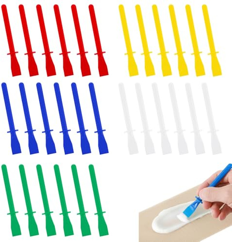 Classicseali 30PCS Glue Spreaders,Glue Applicator, Colored Plastic Smear Spreaders, Easy to Store and Carry, Ergonomic Handle, for Handmade DIY Art, Leather Craft, and Woodworking Projects, 5 Colors