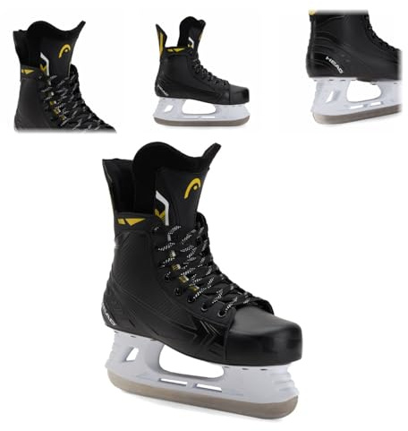 Head S90-PLUS - Patines de hockey sobre hielo para principiantes, PVC y poliéster, cuchillas de acero inoxidable, ajuste de longitud, forro suave (negro, 41)