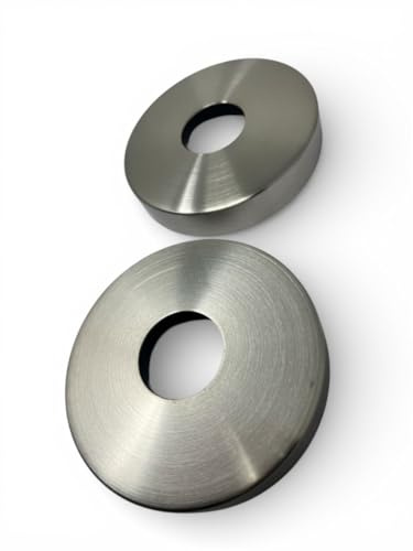2x Abdeckrosette 105x33,7 x19 mm Edelstahl Abdeckung Rohr Rosette Pfosten Reling Blende Geländer Balkon Schraubenabdeckung Pfostenrohr geschliffen K320 V2A