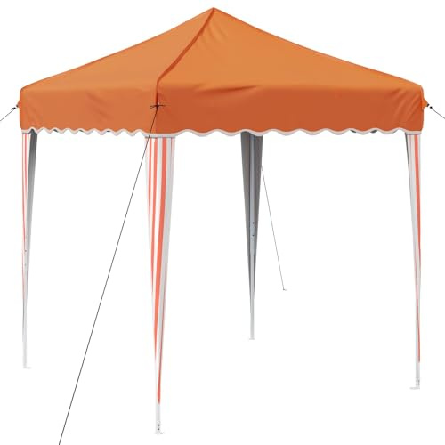 HFXHIJXQ Pop-up Partyzelt 195 x 195 cm Faltzelt höhenverstellbar Orange Gartenzelt aus Oxford-Stoff Stabiler Pavillon für Grillabende Events und Flohmarkt