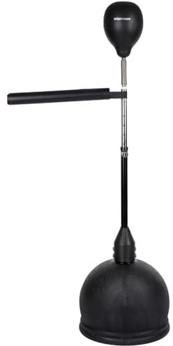 Sport-Thieme Punchingball mit Standfuß höhenverstellbar | Profi-Standboxsack mit Ausleger u. Feder | 156-196 cm | gefüllt 57 kg | PU-Ball, Stahl, Polyethylen Fuß | Schwarz | Markenqualität