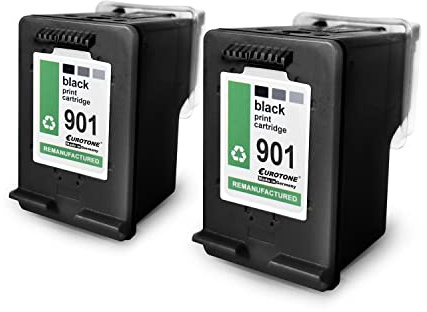 Eurotone 2X Patronen für HP 4500 ersetzt 901XL BK Black CC654A Schwarz Tintenpatronen Ink Cartridges