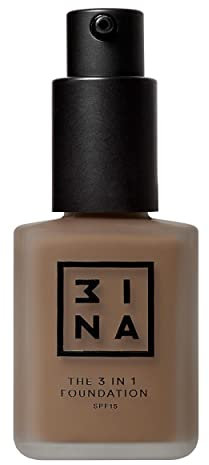 3INA MAKEUP - Vegan - The 3 in 1 Foundation 216 - Kaltbraun - Grundiert und kaschiert - Foundation mit mittlerer bis hoher Deckkraft - Langlebige Formel - SPF15 - Matte Finish - Cruelty Free
