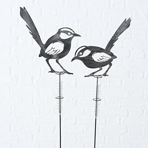 BOLTZE 2er Set Vogel Gartenstecker Gartenstab Regenmesser Garten Deko aus Metall