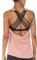icyzone Damen Sport Tops mit Integriertem BH - 2 in 1 Yoga Gym Shirt Fitness Training Tanktop (M, Pale Blush)