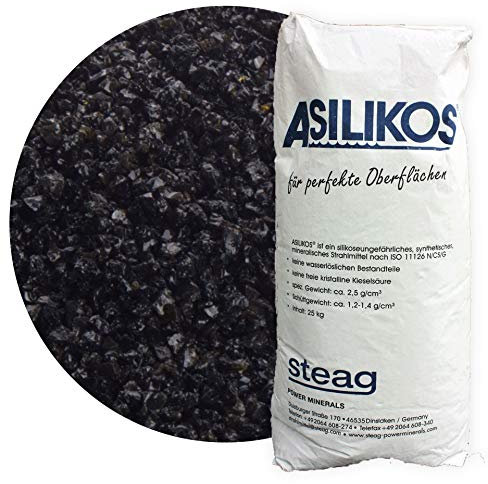 Schicker Mineral – 25 kg Asilikos Strahlmittel aus Aluminiumschlacke – Strahlgut für effektives Sandstrahlen – mineralischer Strahlsand mit stark abrasiver Wirkung (Ø Körnung: 1,0-2,0 mm)