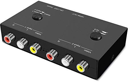 RuiPuo Convertisseur AV vers HDMI à 2 Ports, Adaptateur Double RCA HDMI, Adaptateur Composite vers HDMI Prend en Charge 16:9/4:3, Compatible avec Les lecteurs WII/N64/PS1/PS2/PS3/VHS/VCR/DVD, etc. (2