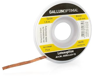GALLUNoptimal Entlötlitze flussmittelgetränkt 2 mm breit 1,5 m lang auf Antistatikspule