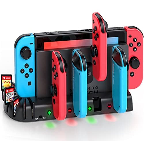 KDD Switch Controller Ladestation Kompatibel mit Nintendo Switch OLED Joy-Con, Switch Ladestation mit 8 Spiele Lagerung für Nintnedo Switch OLED Modell Joycon & Nintendo Switch Zubehör