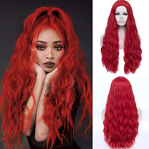 ATAYOU® Peluca Roja Larga Para Mujer Pelucas De Cosplay Sintéticas Onduladas Largas Peluca Roja Para Mujer Disfraz De Halloween (Rojo # 0537)