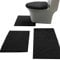 Madeals Chenille Badteppich-Set 4-teilig mit WC-Deckelbezug und Teppich-Set Combo, Soft Shaggy Badteppich-Set 3-teilig und U-förmiger WC-Bodenteppich schwarz