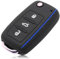 FOAMO Autoschlüssel Hülle Kompatibel mit VW Golf 6, SEAT, SKODA Autoschlüssel Silikon-Hülle Schlüssel-Hülle Schutz-Hülle für Autoschlüssel Schwarz Blau