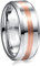 TUNGSTORY Ring Silber Herren/Damen 8mm Roségold Gebürstets Finish Wolfram Hochzeit Band Trauringe Verlobungsringe Größen 54(17.2)