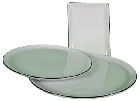 Vajilla Porland, Juego De Servicios De 18 Piezas, Linea Negra, Para 6 Personas