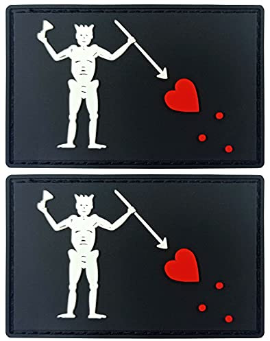 JBCD Aufnäher mit Piratenflagge von Edward Teach, Blackbeard Flaggen, PVC, taktischer Aufnäher, Gummi-Flagge, für Rucksack, Hut, Team, Militär, 2 Stück