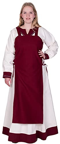 Battle-Merchant Mittelalter Schürzenkleid Tinna, Damen | Überkleid, Trägerkleid, mit Schnürung, ärmellos, lang, Baumwolle, Wikinger Gewandung, Reenactment, LARP & Fantasy Cosplay