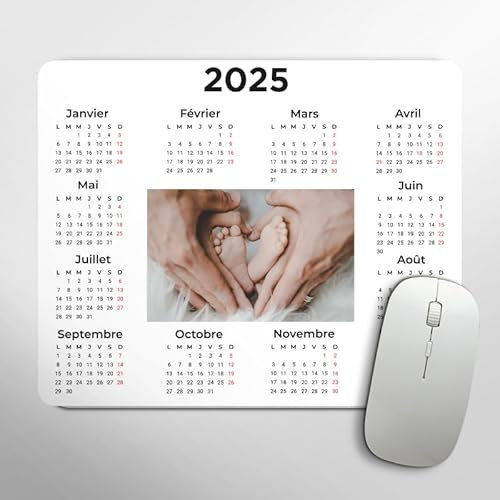Tenvinilo | Personalisierter Kalender 2024 Mauspad | Kalender mit Foto | Computerzubehör | Originelles Geschenk | rutschfest | wasserdicht | waschbar | umweltfreundlich | 30 x 25cm