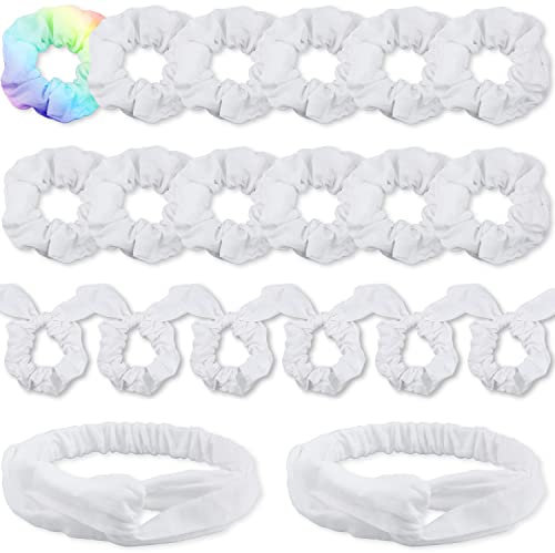 VENUSTE Weiße Haargummis Scrunchies für Batik, DIY Baumwollschleife, Haargummis, Stirnbänder, 3 Arten von Partyaktivitäten Haarschmuck für Mädchen und Damen, Tie dye, 20 Stück