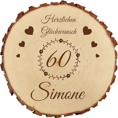 Baumscheibe 23cm mit Gravur (Namen, Jahreszahl) personalisierte Holz-Scheibe, Geschenk runder Geburtstag, Jubiläum, Glückwünsche Jahrestag, Deko Präsentkörbe, MotivG2
