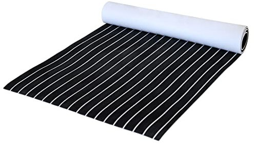 OSLEN 240 * 90cm Eva-Schaum Teakholz Boat Decking Sheet rutschfeste Matte Selbstklebende Marine Bodenbelag Teppich für Boote Yachten Schiffsdecks Schnellboote,1pc (Schwarz über Weiß)